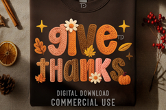 Preppy Give Thanks PNG, Faux yarn PNG, Preppy Thanksgiving Product Image 4