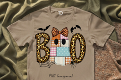 Preppy Ghost Boo Patchwork PNG, Leopard Boo Spooky, Trendy Product Image 5