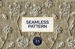 Embroidered Jute digital paper | Cactus pattern Product Image 3
