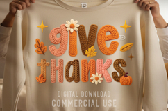Preppy Give Thanks PNG, Faux yarn PNG, Preppy Thanksgiving Product Image 5