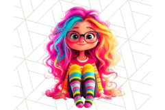 Cute Girl Clipart PNG, Playful Character Illustration Product Image 4
