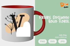 Prairie Rosewood Boho Floral Monogram Product Image 1