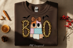 Preppy Ghost Boo Patchwork PNG, Leopard Boo Spooky, Trendy Product Image 3