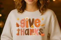 Preppy Give Thanks PNG, Faux yarn PNG, Preppy Thanksgiving Product Image 8