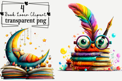 Whimsical Cute Book Lover Clipart Watercolor PNG Product Image 1