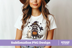 Vintage Funny Sarcastic Feral Witch Raccoon Halloween PNG Product Image 2