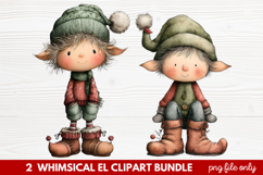 Whimsical Elf Clipart | Cute Christmas Elf PNG Illustration Product Image 1