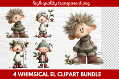 Whimsical Elf Clipart | Cute Christmas Elf PNG Illustration Product Image 1