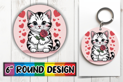 Luminous Round Ornaments Sublimation PNG, Cat Valentin's Day Product Image 1
