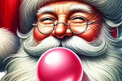Vintage Santa Claus PNG, Retro Santa Blowing Bubble Product Image 5