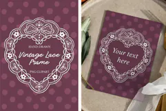 Hand Drawn Vintage Coquette Heart Lace Frame PNG Product Image 1