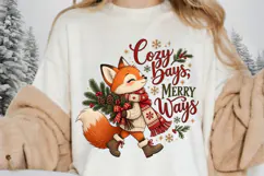 Cozy Christmas Fox Winter Holiday Sublimation Design, Cute Product Image 1