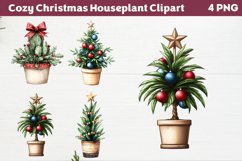 Cozy Christmas Houseplant Clipart PNG Product Image 1