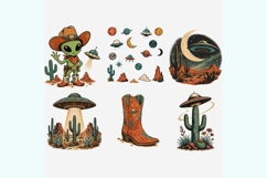 Retro UFO Desert Clipart PNG, 11 Western Alien Designs Product Image 5