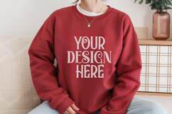 Antique Cherry Red Gildan 18000 Sweatshirt Model Mockups Product Image 1