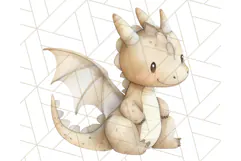 Watercolor Baby Dragon Clipart, Cute Nursery Fantasy PNG Product Image 2