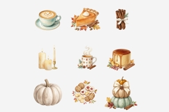 Hello Autumn Watercolor Clipart Bundle, Fall Pumpkin Leaves Product Image 5