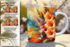Vibrant 11oz Mug Wrap Png Template , Flowers Product Image 1