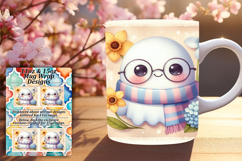 Bold 15oz Mug Wrap Png Design , Cute Ghost Product Image 1