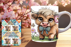 Gift 11oz Mug Wrap Png Design , Cute Cow Product Image 1