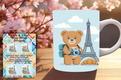 Beautiful 15oz Mug Wrap Png Design , Cute Bear Product Image 1