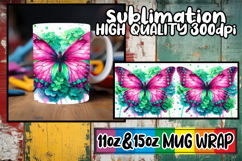 Pure elegance sublimation 11oz 15oz mug wrap, Butterfly Product Image 1