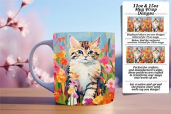 Adorable Kitty with Flowers Mug Wrap Product Image 1