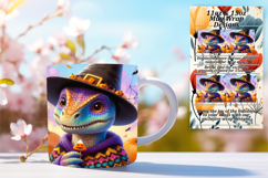 Vibrant 11oz Mug Wrap Png Template , Halloween Dino Product Image 1