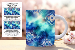 Charming 11oz Mug Wrap Png Template , Watercolor Patter Product Image 1