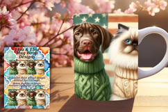 Whimsical 15oz Mug Wrap Png Template , Dog and cat Product Image 1