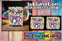 Cheerful memories 11oz 15oz sublimation wrap, Cute Cow Product Image 1