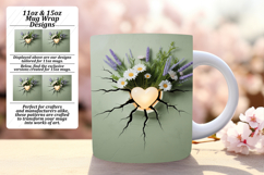 LUXURIOUS 11oz PNG Mug Wrap Template , 3D Heart Product Image 1