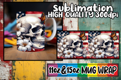 Playful dreams sublimation mug wrap, Skull USA Product Image 1