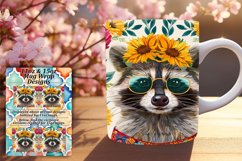 Happy Raccoon with Flower Mug Wrap 11oz/15oz Design Product Image 1