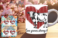 Creative 11oz Mug Wrap Png Artwork , Cute Cow Product Image 1