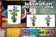 Floral Cross Sublimation Mug Sleeve Product Image 1