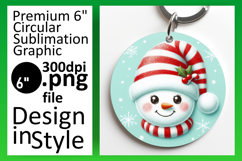 Gorgeous Round Design Keychain PNG , Snowman Product Image 1