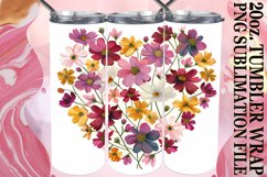 Tumbler Wrap Heart of Flowers Sublimation Design 20oz Product Image 1