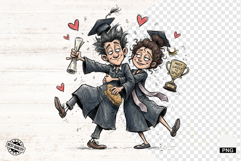 Graduation Girl and Boy PNG - Graduation Clipart Product Image 1