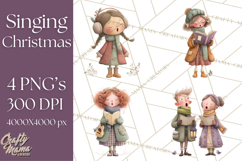 Christmas Carolers Clipart PNG, Holiday Choir Clip Art Product Image 1