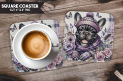Cozy Dog Coaster, Buffalo Plaid Square Coaster PNG Product Image 1