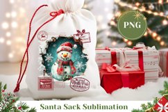 Watercolor Snowman Santa Sack, Christmas Snowman PNG Product Image 1