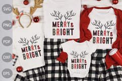Merry and Bright SVG Cut Files - Christmas Quote SVG Design Product Image 1