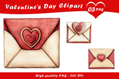 Valentine Love Letter Envelope with Heart Clipart PNG Product Image 1