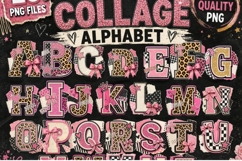 Mixed Media Collage Alphabet PNG, Leopard Print Letter Product Image 1