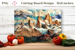 3D Mountains Cutting Board PNG, 3D Clouds Sublimation PNG Product Image 1