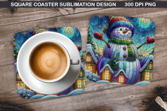Snowman Coaster Sublimation, Christmas Coaster PNG Design Product Image 1