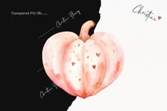 Watercolor Pink Heart Pumpkins Clipart | Watercolor Fall PNG Product Image 2