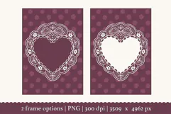 Hand Drawn Vintage Coquette Heart Lace Frame PNG Product Image 2