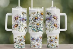Floral Daisies Tumbler Wrap DIY Template - 40oz Sublimation Product Image 1